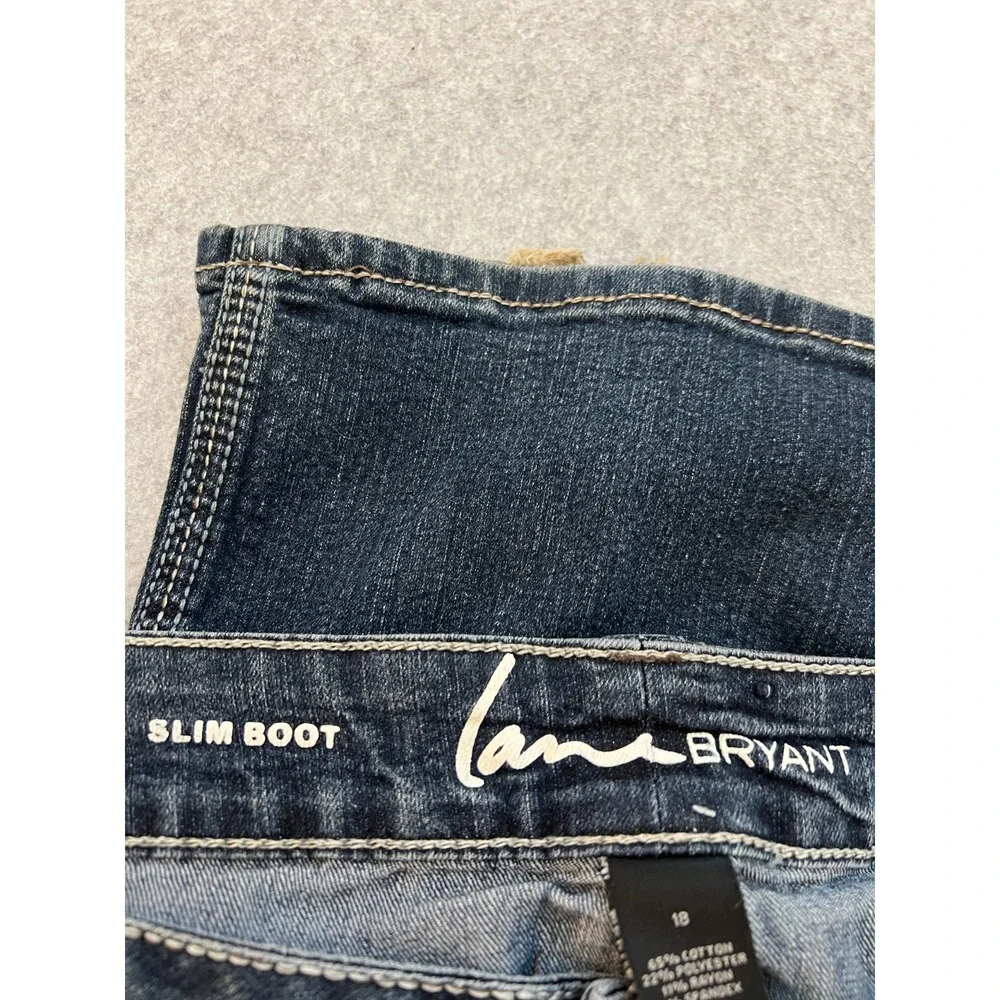 Lane Bryant Slim Bootcut Jeans Women's Plus 18 Blue Medium Wash Y2K Flap Pocket‎